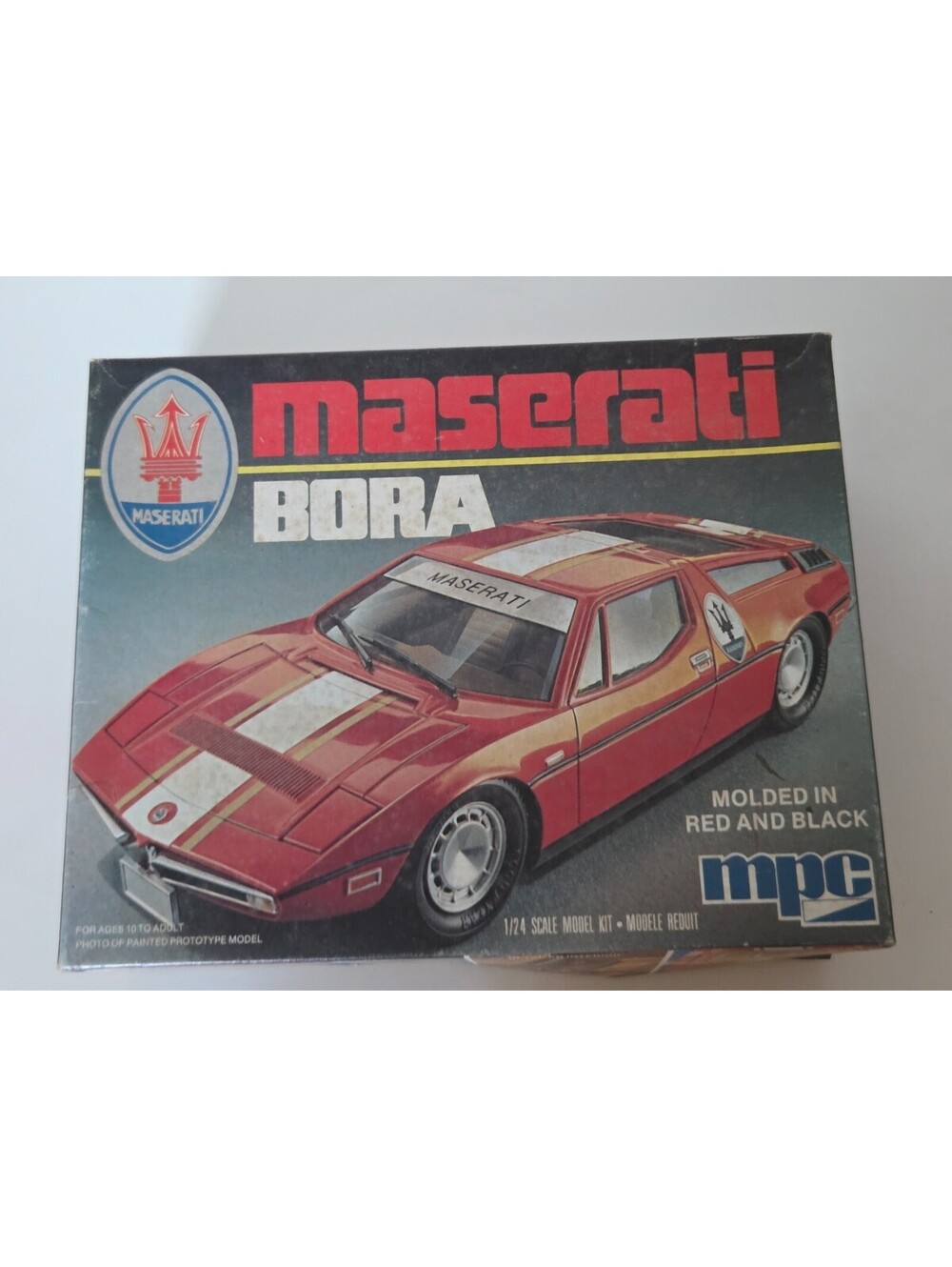 MPC Maserati Bora 1:24 Scale Plastic Model Kit Box With Loose Parts